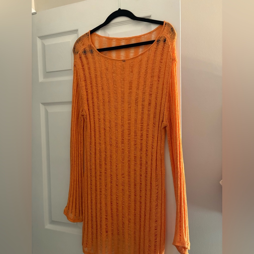 Vibrant Orange Women's Sheer Tunic